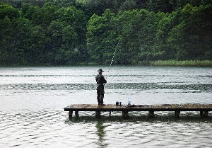 fishing in rain